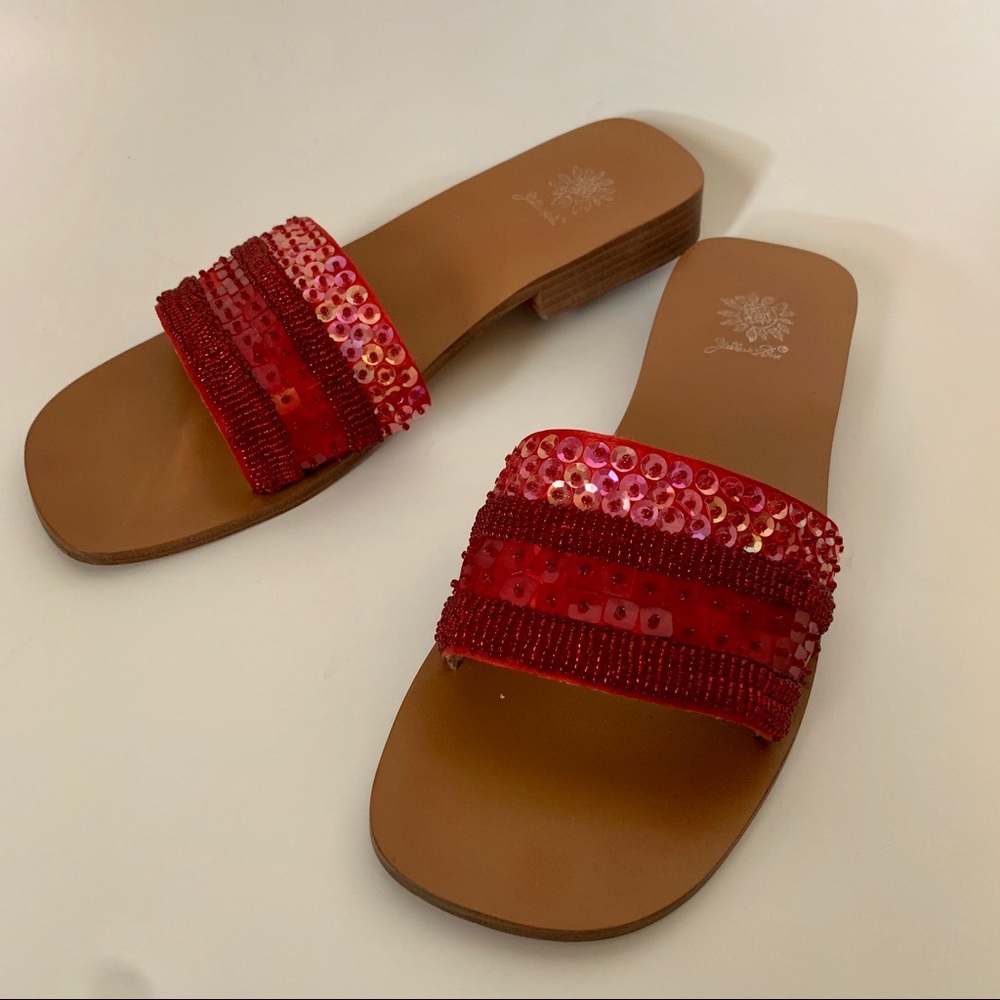 Yellow box Beaded Sandals